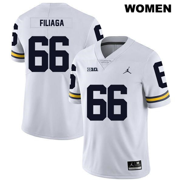 Women's NCAA Michigan Wolverines Chuck Filiaga #66 White Jordan Brand Authentic Stitched Legend Football College Jersey FW25I14VW